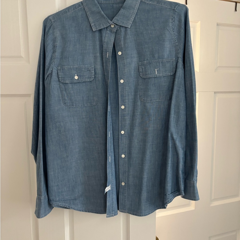 J. McLaughlin Denim Blue Button-Up Blouse